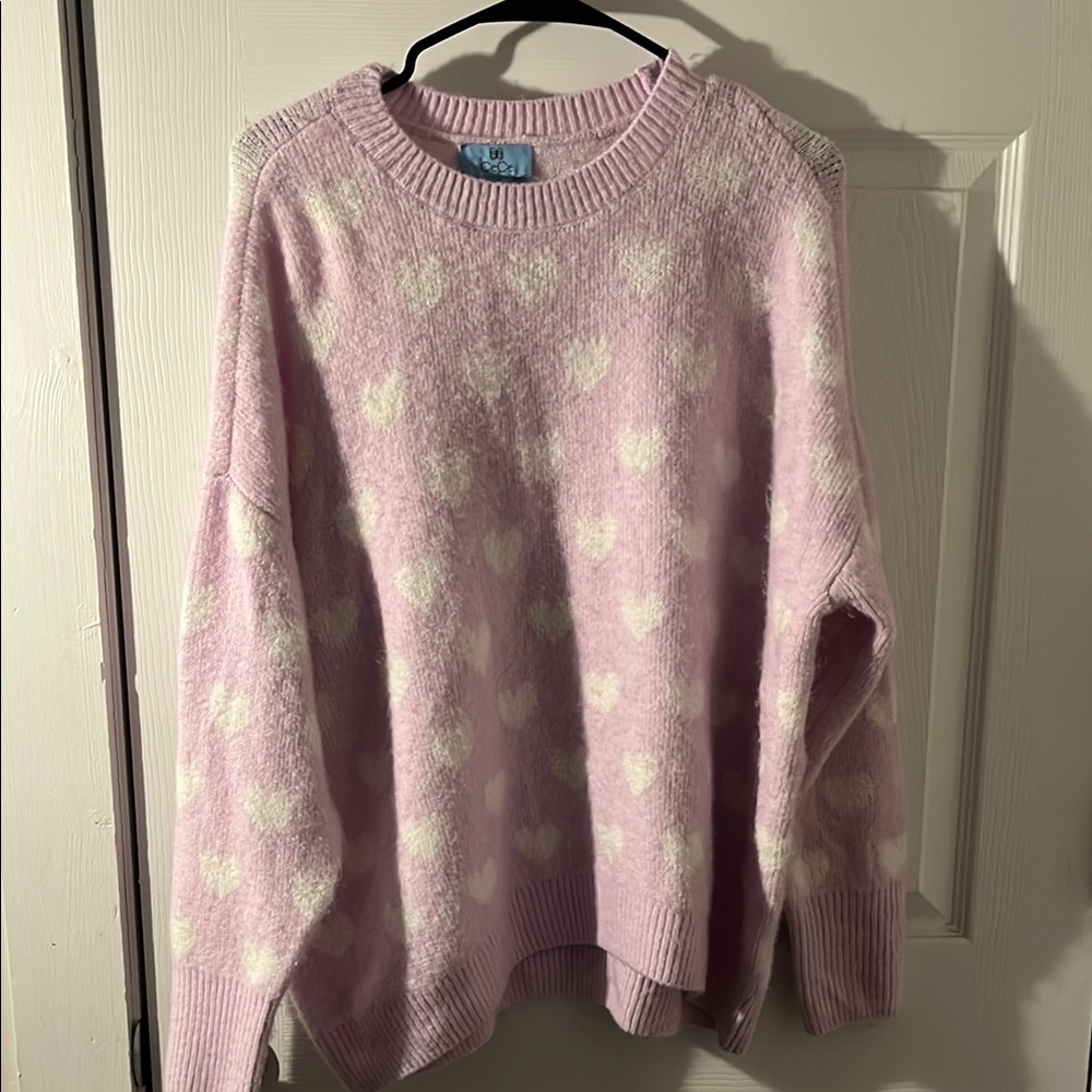 Lilac Heart Pattern Sweater